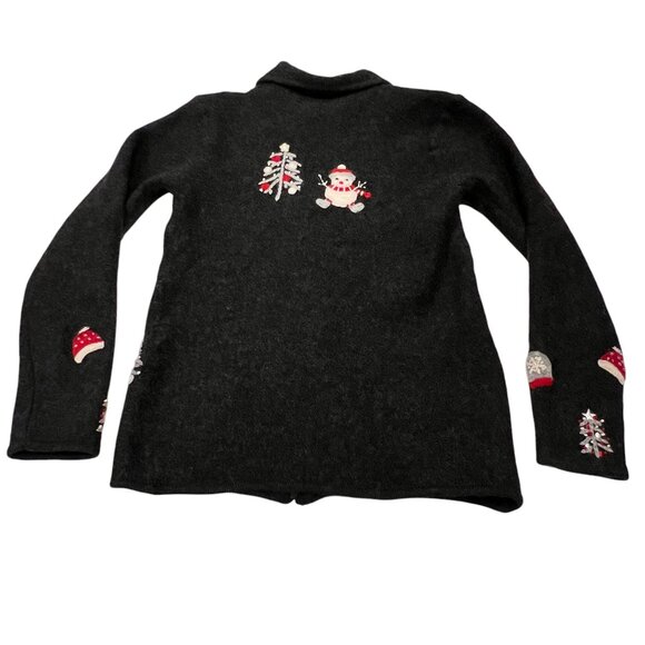 Coldwater Creek Snowman Zip Sweater Jacket, Wool, Charcoal, S - Picture 2 of 9